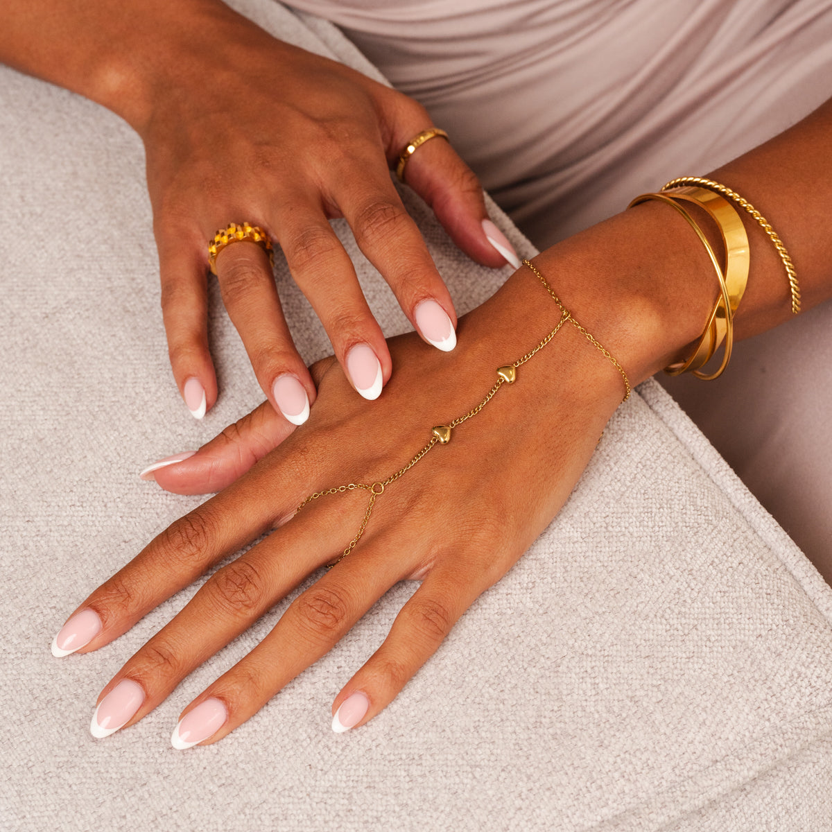 Gold Hearts Hand Chain