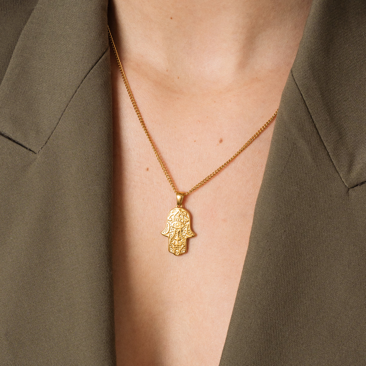 Gold Hamsa Hand Necklace