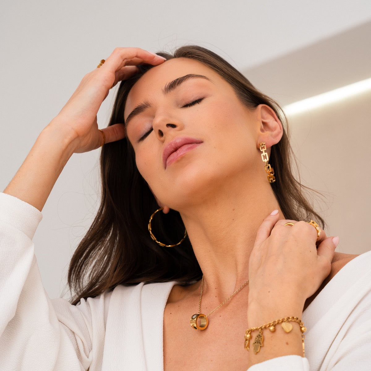 18K Gold Geometric Hoop Earrings